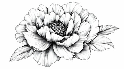 black and white flower drawing illustration