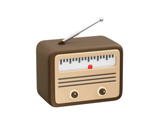 Vintage Radio icon 3d rendering illustration