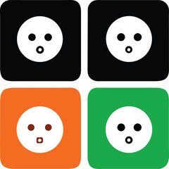 Square Vegetarian And Non Vegetarian Symbol Illustration In Orange And Green Color