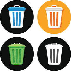 Colorful Waste Bins Set Vector Illustration Icons Garbage Recycle Container Concepts