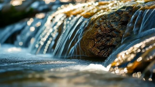 Waterfall Cascading Over Rocks in a Forest