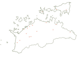 香川県　地図　白　斑点　イラスト