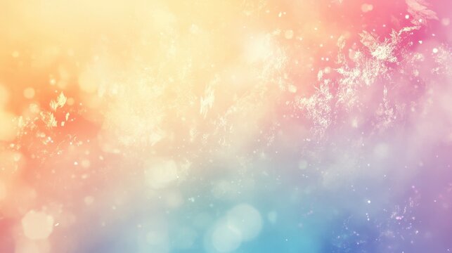 Dreamy pastel gradient of peach, turquoise, and lavender with sparkling, diffused light effects. A soft, ethereal background