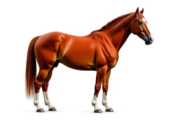 Obraz premium Generative AI Illustration of a Magnificent Chestnut Horse on White