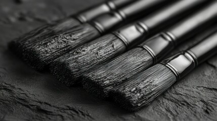 Close-up of black paintbrushes