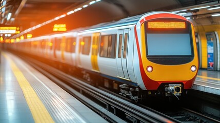Naklejka premium Subway Train Arriving at Underground Station