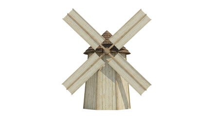 Isolated Wooden Windmill