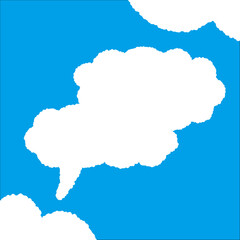 ちぎり絵のようにジワジワ滲んだラフなアウトラインの白い雲のようなフキダシ・フレームシリーズ。セリフや名札（ネーム）やワッペンに。ベクター素材