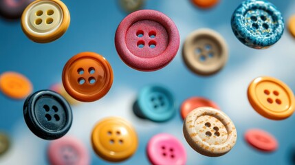 Colorful buttons floating in the sky