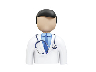Doctor with Stethoscope icon 3d rendering illustration