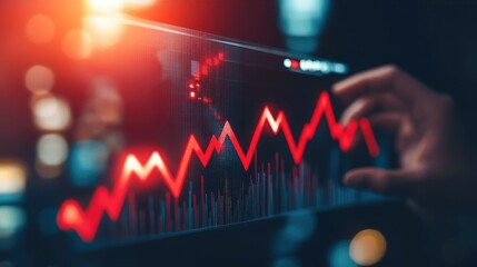 Fototapeta premium Descending market graph, shown on touch screen