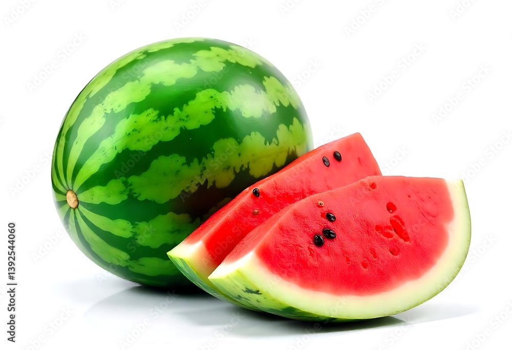 Poster generative ai refreshing watermelon slices on a clean white background
