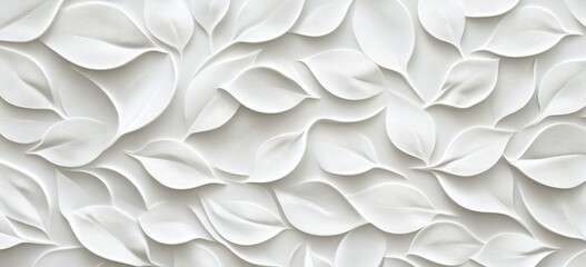 Abstract White Leaf Pattern Wall Mural