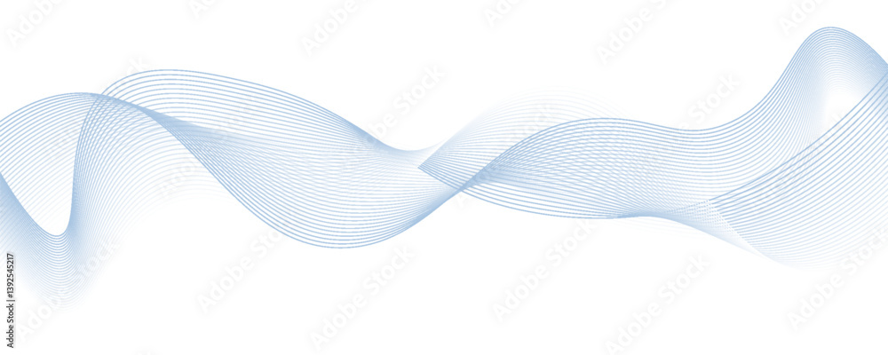 Poster dynamic sound wave isolated on white background. musical particle pulsing. blue energy flow concept.