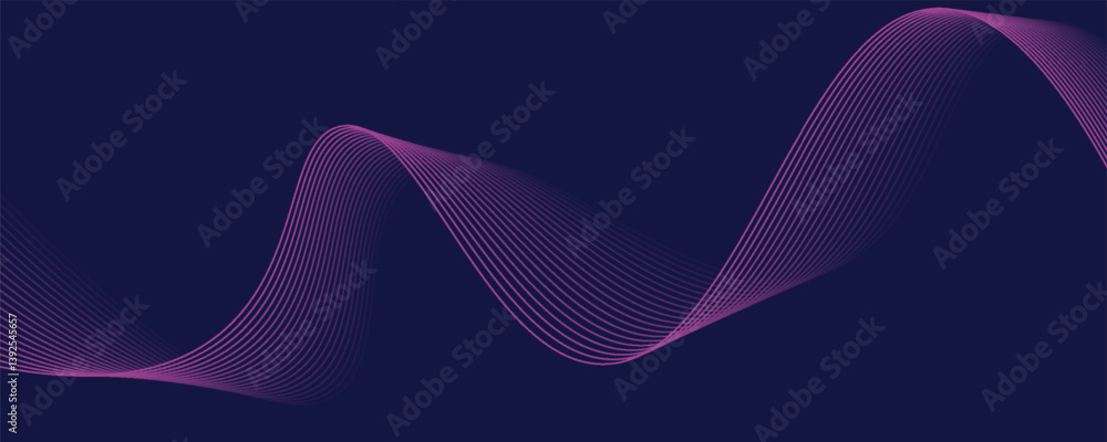 Aufkleber abstract glowing wave lines on dark blue background. dynamic wave pattern. modern flowing wavy lines