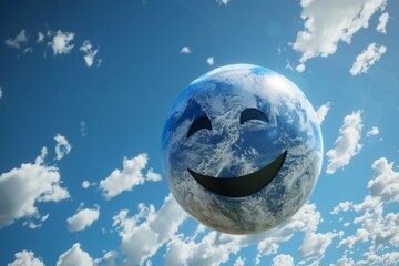 Fototapeta premium Optimistic Earth with Smiling Faces