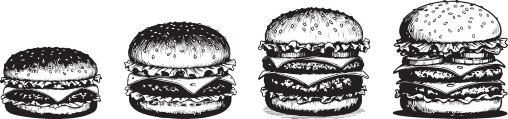 Burger sketch illustration: delicious fast food with cheese and lettuce © DesignVirtuoso