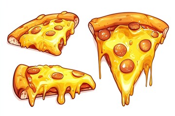 Delicious Pizza Slices with Melted Cheese and Pepperoni on a White Backdrop