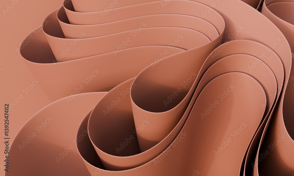 Poster 3d render of pink wavy pattern. 3d illustration features vibrant abstract layers that flow and twist