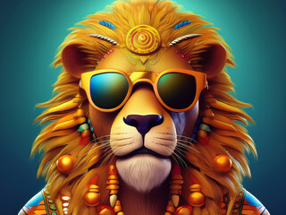 Lion wearing sunglasses 3D model