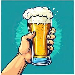 Refreshing draft beer, illustrative vector for beverage promotion, concept