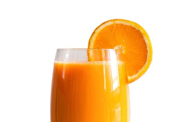 A photo of a glass filled with fresh orange juice