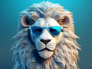 Lion wearing sunglasses 3D model