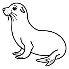 Seal in One Line Vector Art