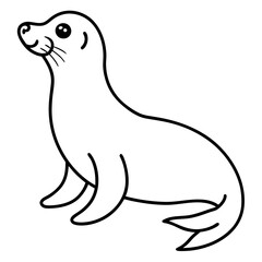 Seal in One Line Vector Art