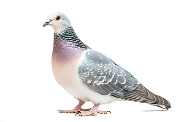 Fototapeta premium a pigeon is standing on a white surface