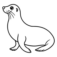 Obraz premium Seal in One Line Vector Art