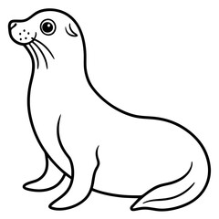 Seal in One Line Vector Art