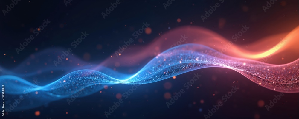 Poster Abstract glowing lines neon background. Futuristic radiance with blurred luminous navy blue color curve streak light flare motion on dark. Digital art concept, for tech presentations, web designs.