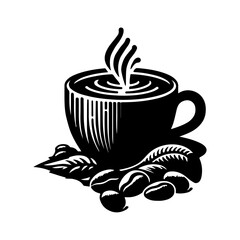 Cup of tea or coffee. Black hand drawn vector element. Best for web,
 seamless patterns, logo creating and branding design.
icon of a cup of coffee or tea in flat style on a white background
