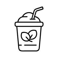 Iced matcha latte with straw vector art illustration drawing for cafe menu and beverage design concept