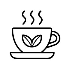 Tea cup vector graphic with steam and leaves design for tea lovers and herbal tea enthusiasts design