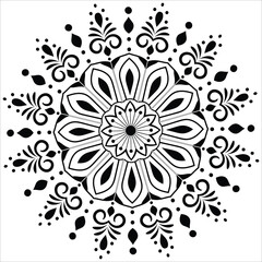 Outline Mandala Design for Coloring Book Page. Circular pattern in the form of a mandala.  