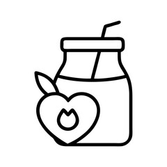 Peach smoothie in a jar vector icon illustration, healthy drink, fruit smoothie, peach juice, outline style