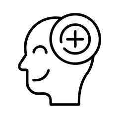 Positive thinking head icon for mental health wellness and positive attitude concept vector illustration