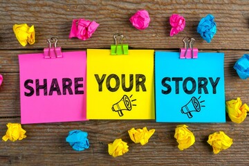 Fototapeta premium Post-it note share your story.