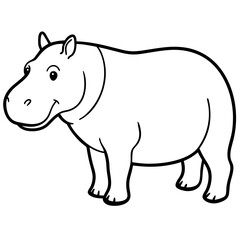 Fototapeta premium Simple Hippo Vector Design in One Line