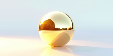 A gold ball is sitting on a white surface