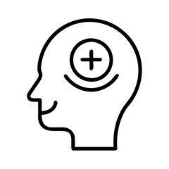 Positive mindset head icon for mental health wellness and psychology concept vector graphic illustration