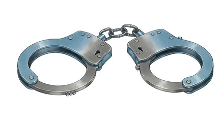 Isolated Chrome Handcuffs for Law Enforcement