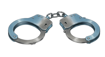 Isolated Chrome Handcuffs for Law Enforcement
