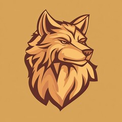 Stylized Wolf Head Illustration with Detailed Fur and Intense Gaze Design
