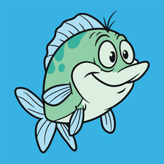 Cartoon fish illustration vector funny fish character design art