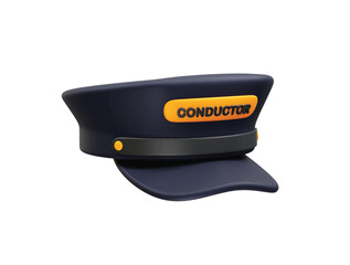Conductor's hat icon 3d. Conductor cap icon illustration 3d