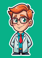 Fototapeta premium Friendly cartoon doctor in white coat.