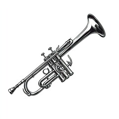 Elegant monochrome illustration of a classic trumpet for musical projects